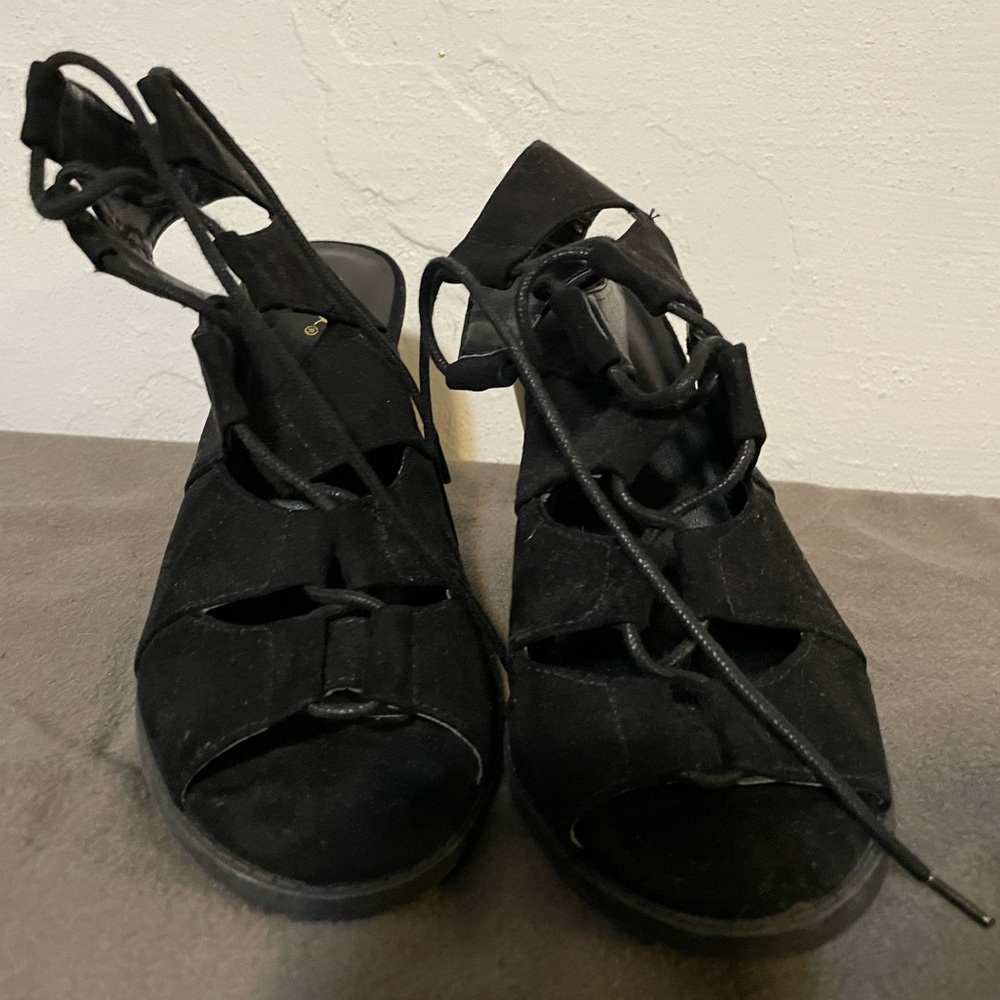 Lace up wedge sandals